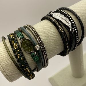 Set of 2 Wrap Leather Bracelets